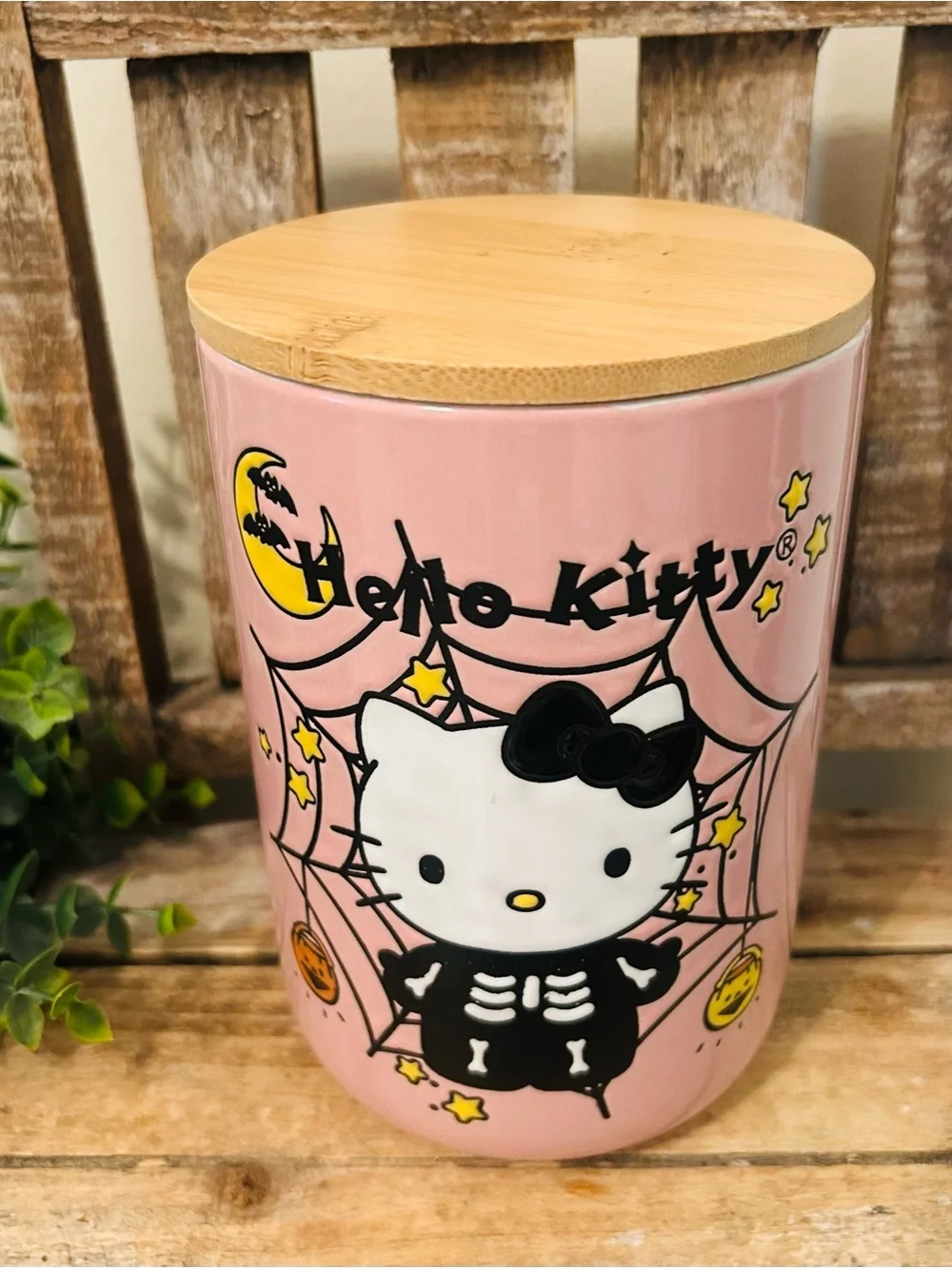 Sanrio Hello Kitty Halloween Spooky Skeleton Web Ceramic Canister